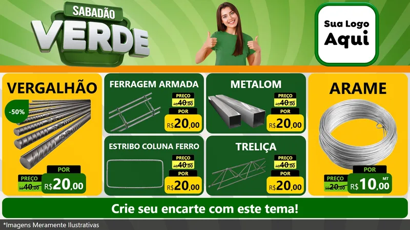 Modelo de TV para TV Horizontal com o tema Sabadão Verde para Ferragens