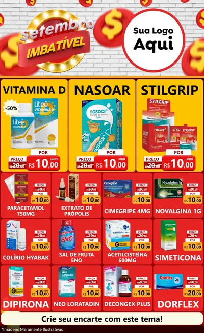 Modelo de Encarte para Encarte Grande com o tema Setembro Imbatível para Farmácia