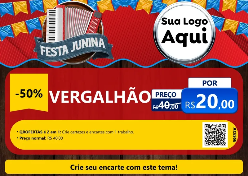 Modelo de Cartaz para Cartaz A4 Horizontal com o tema Festa Junina para Ferragens