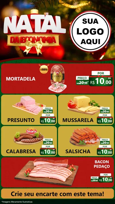 Modelo de TV para TV Vertical com o tema Natal da Economia para Frios e Laticínios