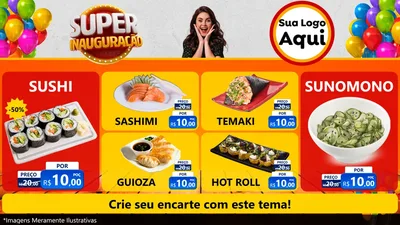 Modelo de TV para TV Horizontal com o tema Super Inauguração para Comida japonesa