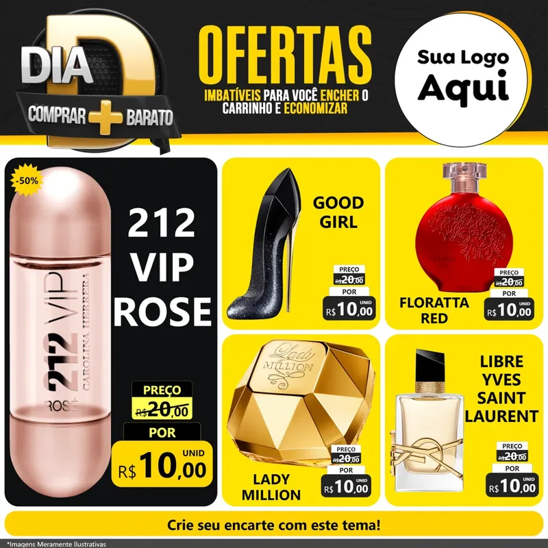 Modelo de Rede Social para Feed Facebook com o tema Dia D Mais Economia para Perfumes