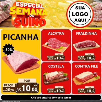 Modelo de Rede Social para Feed Facebook com o tema Especial Semana do Suíno para Açougue
