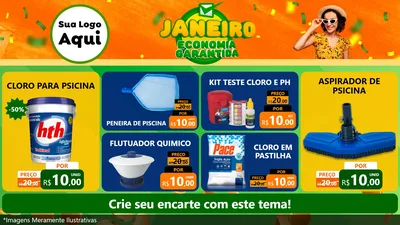 Modelo de TV para TV Horizontal com o tema Janeiro - Economia Garantida para Produtos para Piscina