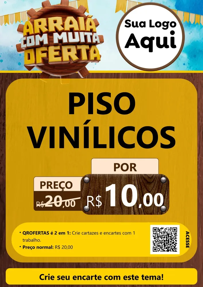 Modelo de Cartaz para Cartaz A4 Vertical com o tema Ofertas de São João - Junina para Material para Construção