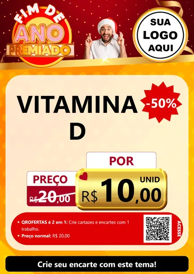 Modelo de Cartaz para Cartaz A4 Vertical com o tema Fim de Ano Premiado para Farmácia
