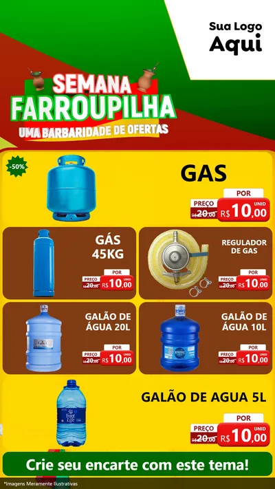 Modelo de TV para TV Vertical com o tema Semana Farroupilha - Uma Barbaridade de Ofertas para Água e gás