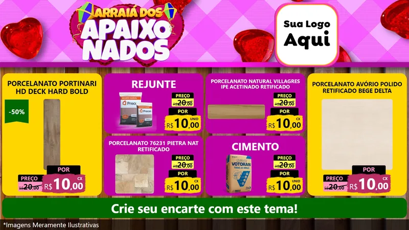 Modelo de TV para TV Horizontal com o tema Arraiá dos Apaixonados para Pisos e revestimentos