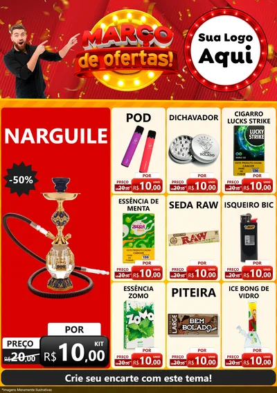 Modelo de Encarte para Encarte A4 Vertical com o tema Março de Ofertas! para Tabacaria