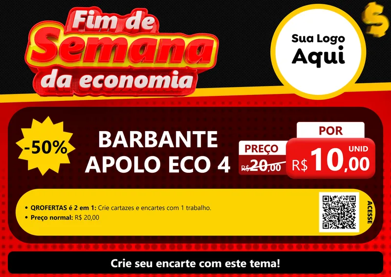 Modelo de Cartaz para Cartaz A4 Horizontal com o tema Fim de Semana da Economia para Armarinho e Aviamentos
