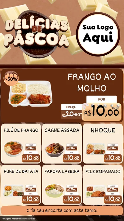 Modelo de Rede Social para Stories com o tema Delícias de Páscoa para Restaurante