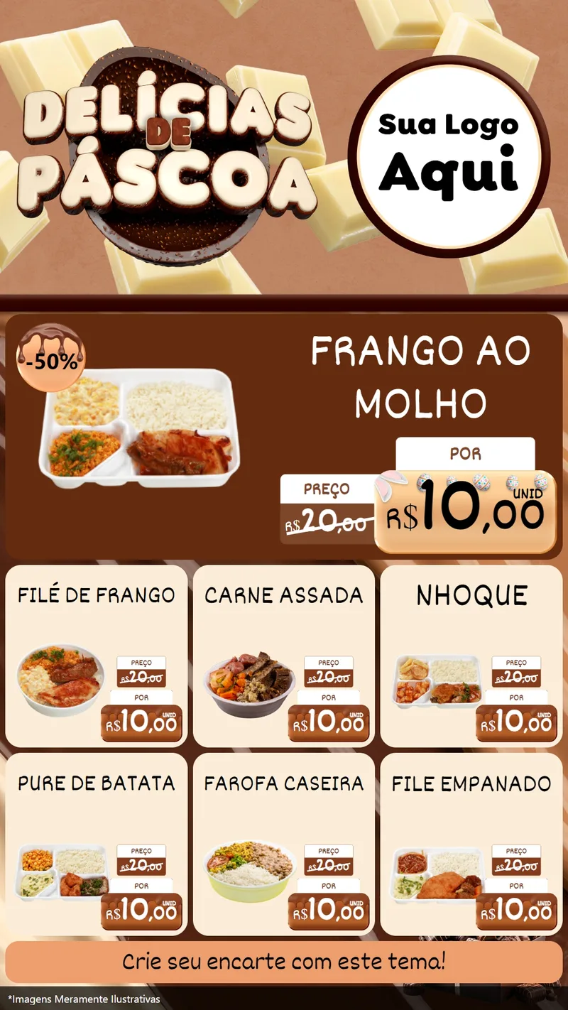 Modelo de Rede Social para Stories com o tema Delícias de Páscoa para Restaurante