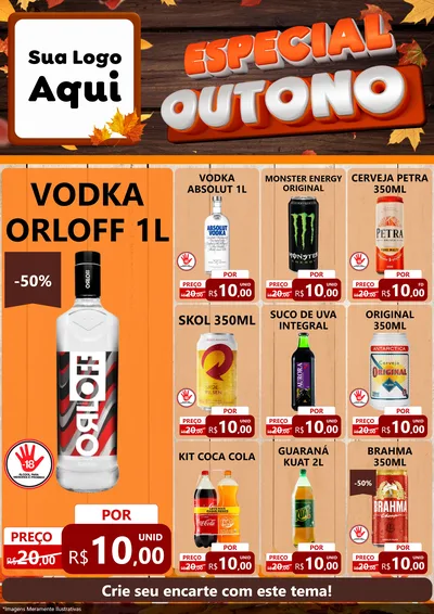 Modelo de Encarte para Encarte A4 Vertical com o tema Especial Outono para Distribuidora de bebidas