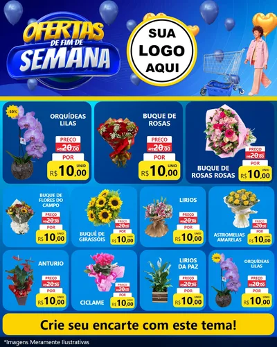 Modelo de Rede Social para Feed Instagram com o tema Ofertas de Fim de Semana para Floricultura e jardim