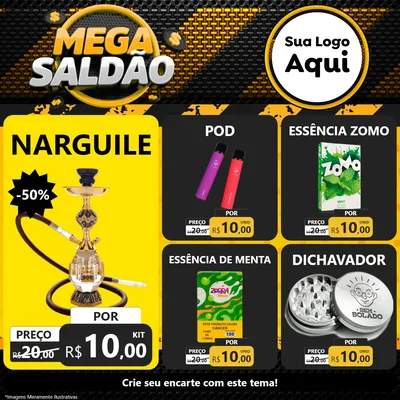 Modelo de Rede Social para Feed Facebook com o tema Mega Saldão para Tabacaria