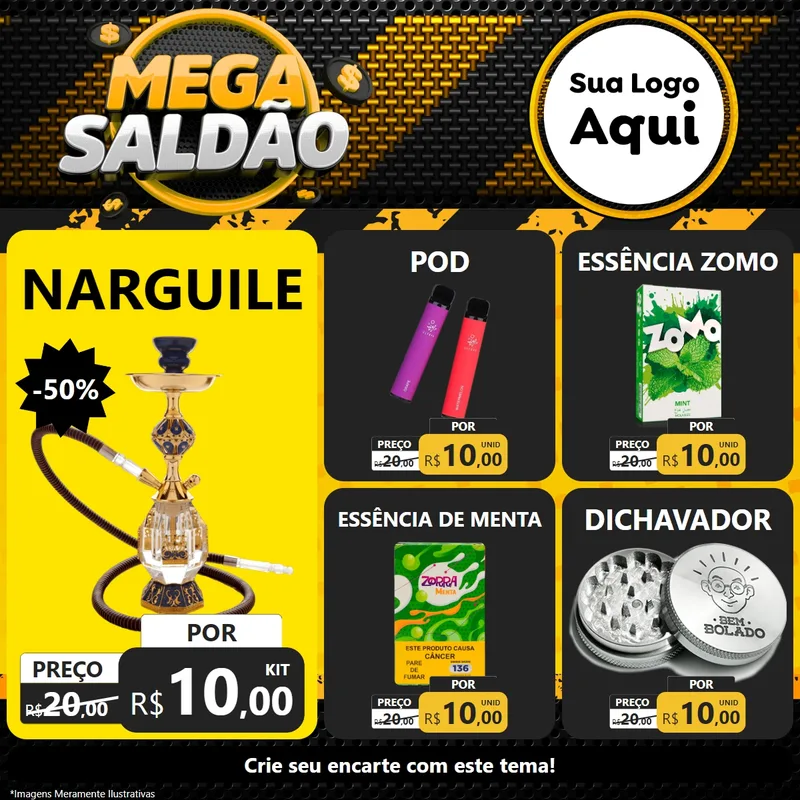 Modelo de Rede Social para Feed Facebook com o tema Mega Saldão para Tabacaria