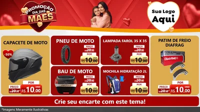 Modelo de TV para TV Horizontal com o tema Promoção Dia das Mães para Moto peças