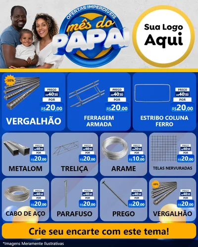 Modelo de Rede Social para Feed Instagram com o tema Ofertas Imperdíveis Mês Do Papai para Ferragens
