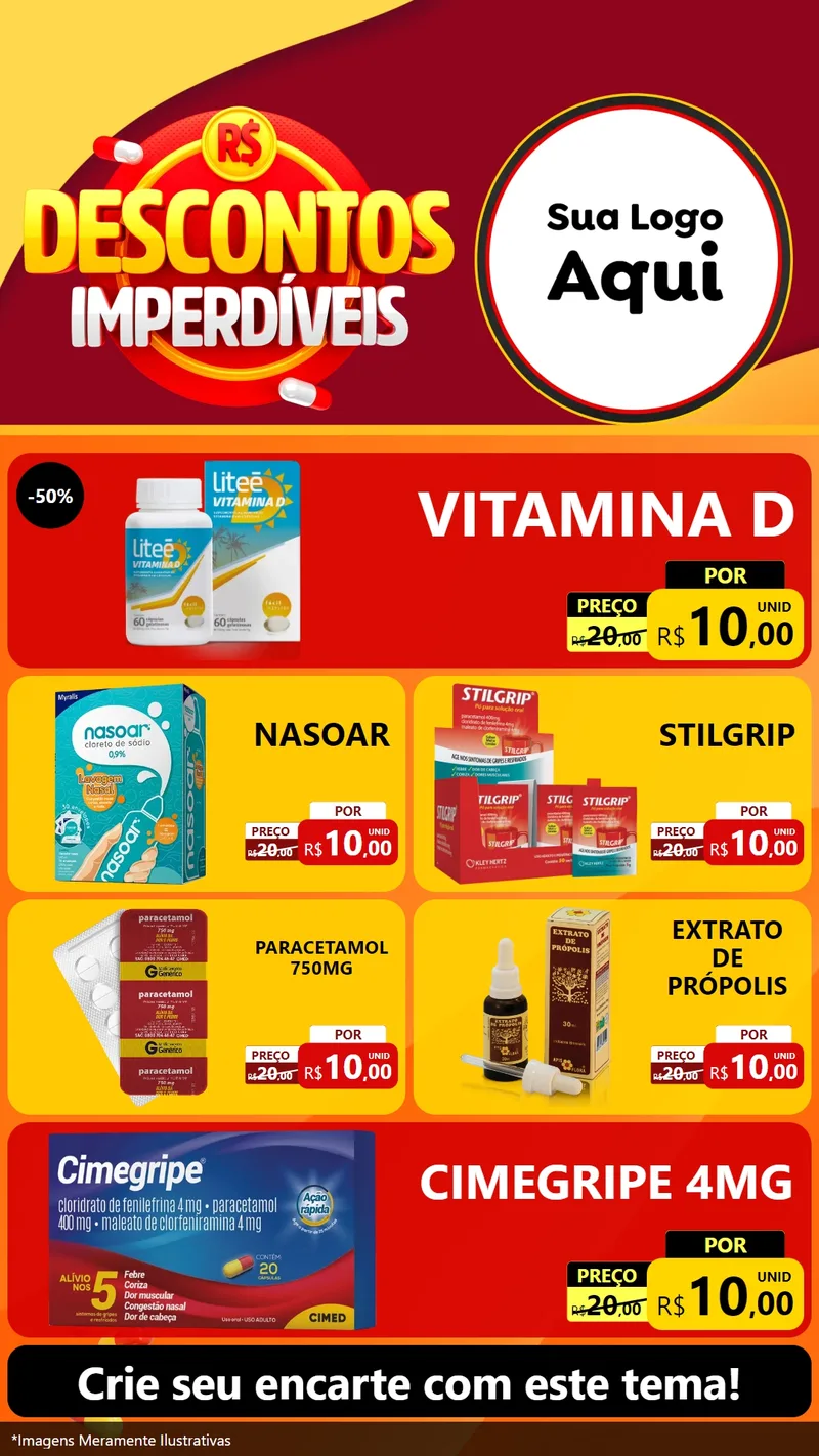 Modelo de TV para TV Vertical com o tema Descontos Imperdíveis para Farmácia