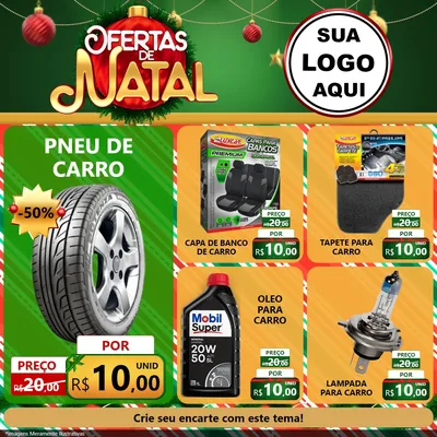Modelo de Rede Social para Feed Facebook com o tema Ofertas de Natal para Auto peças