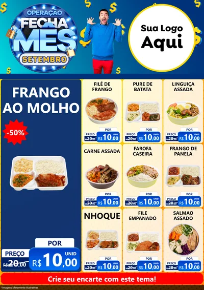 Modelo de Encarte para Encarte A4 Vertical com o tema Operação Fecha Mês Setembro para Restaurante