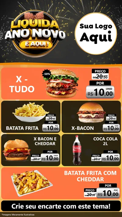 Modelo de TV para TV Vertical com o tema Liquida Ano Novo É Aqui! para Hamburgueria