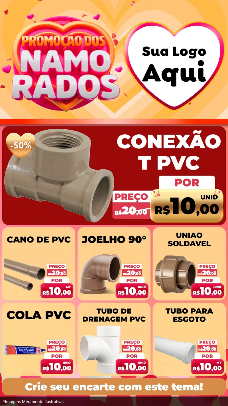 Modelo de Rede Social para Stories com o tema Promoção dos Namorados para Tubos e conexões