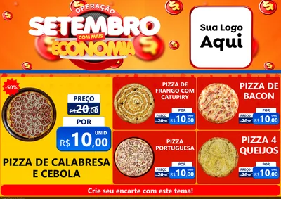 Modelo de Encarte para Encarte A4 Horizontal com o tema Operação Setembro Com Muita Economia para Pizzaria