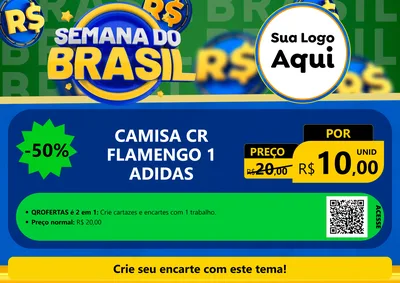 Modelo de Cartaz para Cartaz A4 Horizontal com o tema Semana Do Brasil para Roupas e acessórios