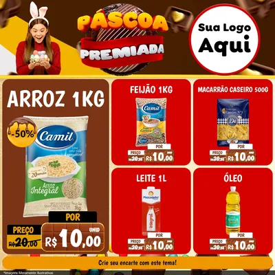 Modelo de Rede Social para Feed Facebook com o tema Páscoa Premiada para Supermercado