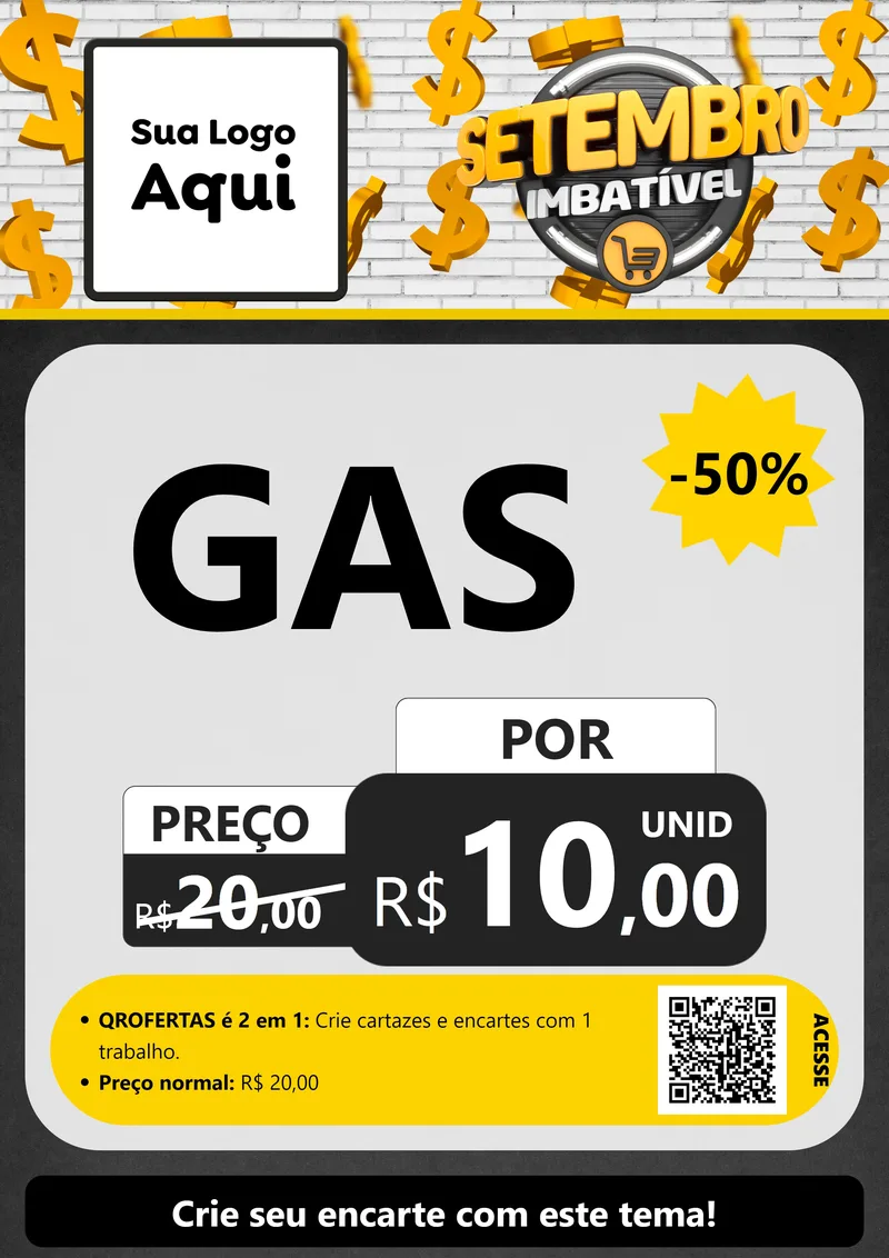 Modelo de Cartaz para Cartaz A4 Vertical com o tema Setembro Imbatível para Água e gás