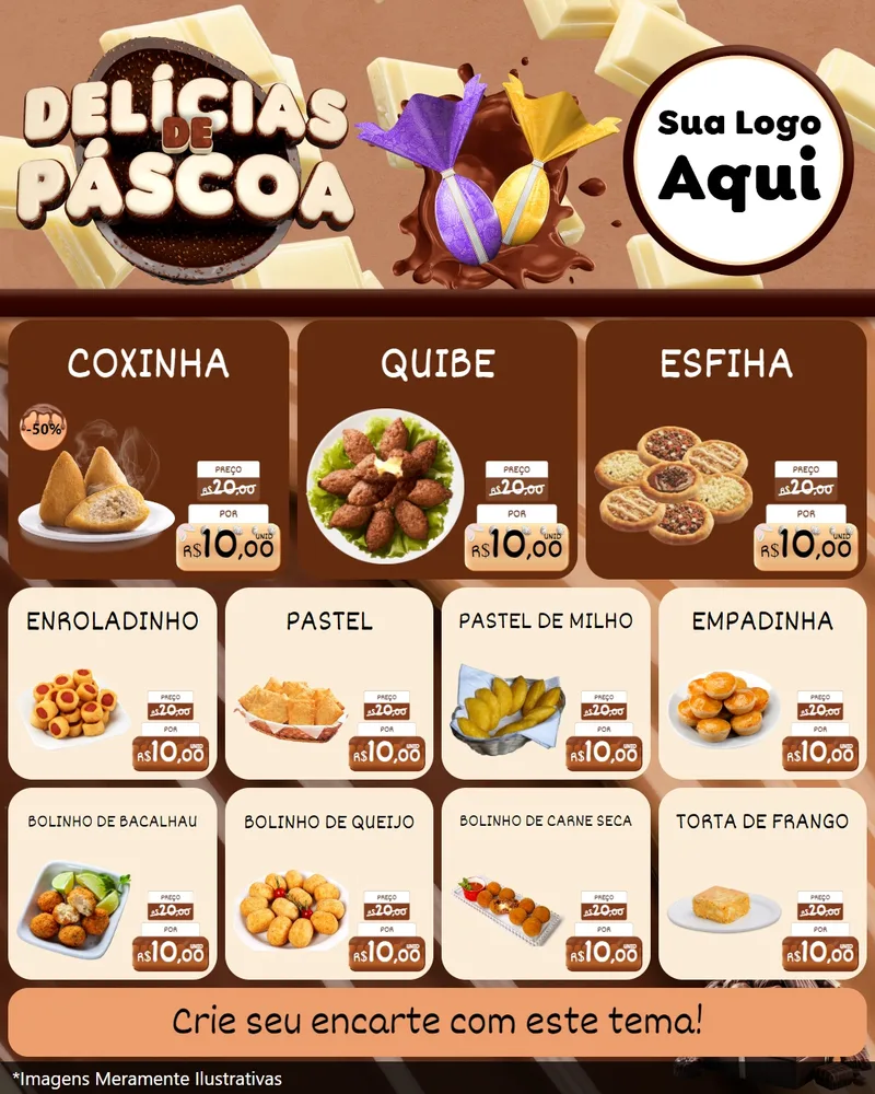 Modelo de Rede Social para Feed Instagram com o tema Delícias de Páscoa para Salgadaria