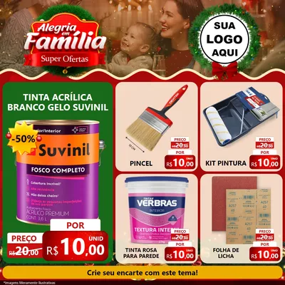 Modelo de Rede Social para Feed Facebook com o tema Alegria Em Família - Super Ofertas para Tintas e Ferramentas