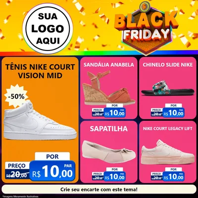 Modelo de Rede Social para Feed Facebook com o tema Black Friday para Calçados