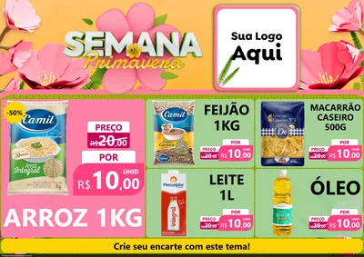 Modelo de Encarte para Encarte A4 Horizontal com o tema Semana da Primavera para Supermercado