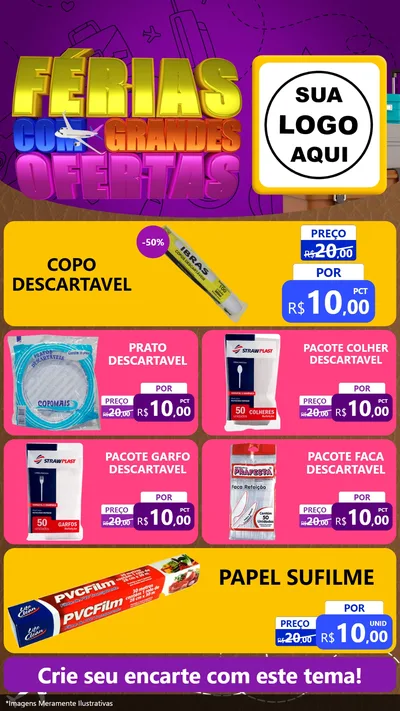 Modelo de TV para TV Vertical com o tema Férias com Grandes Ofertas para Embalagens