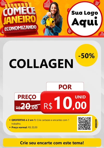 Modelo de Cartaz para Cartaz A4 Vertical com o tema Comece Janeiro Economizando para Suplementos alimentares