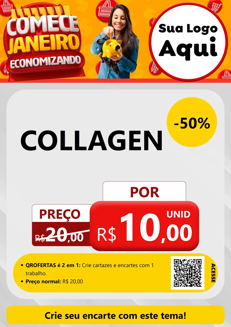 Modelo de Cartaz para Cartaz A4 Vertical com o tema Comece Janeiro Economizando para Suplementos alimentares