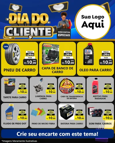 Modelo de Rede Social para Feed Instagram com o tema Dia Do Cliente para Auto peças