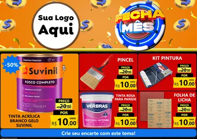 Modelo de Encarte para Encarte A4 Horizontal com o tema Fecha Mês para Tintas e Ferramentas