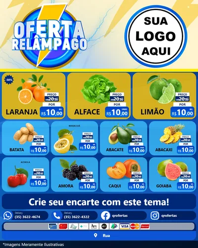 Modelo de Rede Social para Feed Instagram com o tema Oferta Relâmpago para Hortifrúti