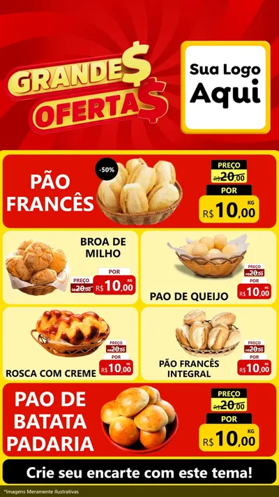 Modelo de TV para TV Vertical com o tema Grandes Ofertas para Padaria