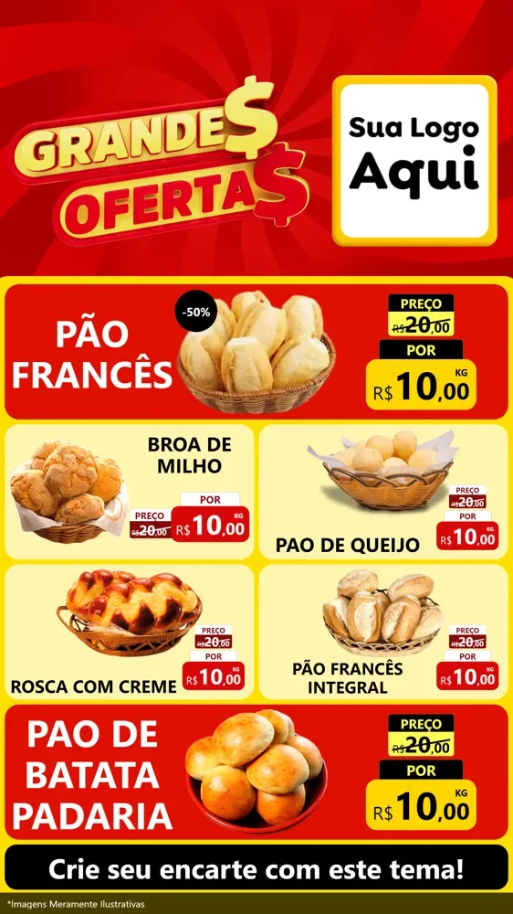 Modelo de TV para TV Vertical com o tema Grandes Ofertas para Padaria