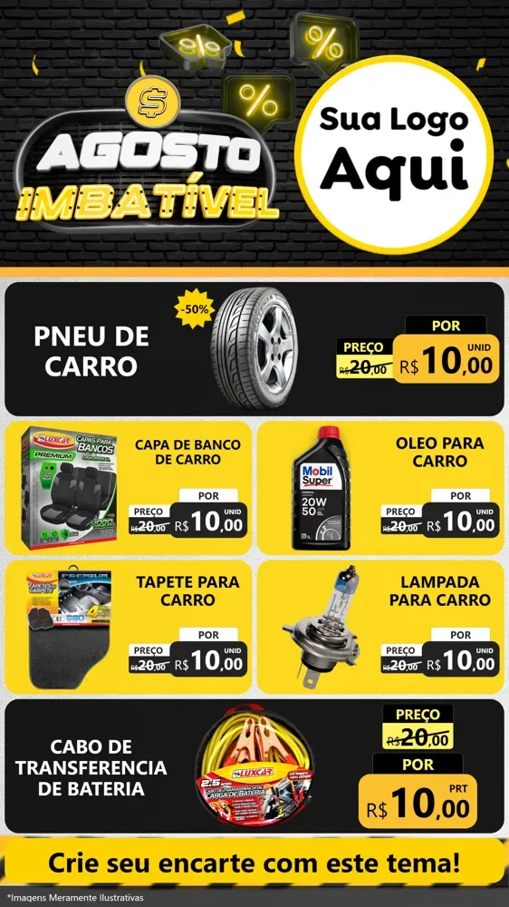 Modelo de TV para TV Vertical com o tema Agosto Imbatível para Auto peças