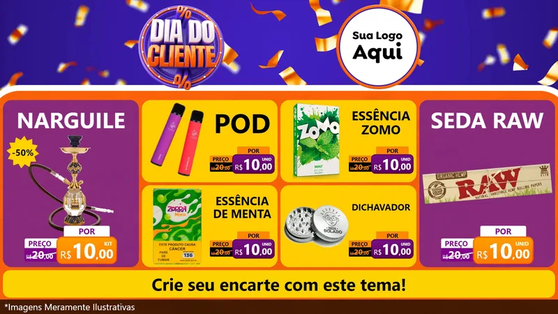 Modelo de TV para TV Horizontal com o tema Dia do Cliente para Tabacaria