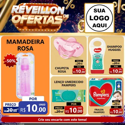Modelo de Rede Social para Feed Facebook com o tema Réveillon de Ofertas para Bebês