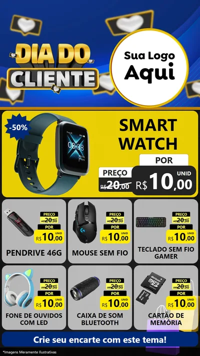 Modelo de Rede Social para Stories com o tema Dia Do Cliente para Informática