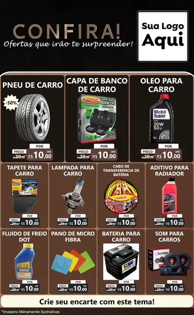 Modelo de Encarte para Encarte Grande com o tema Confira! Ofertas que irão te surpreender! para Auto peças