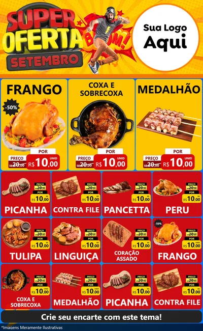 Modelo de Encarte para Encarte Grande com o tema Super Oferta Setembro para Assados