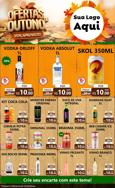 Modelo de Encarte para Encarte Grande com o tema Ofertas de Outono - Vem, Aproveite! para Distribuidora de bebidas